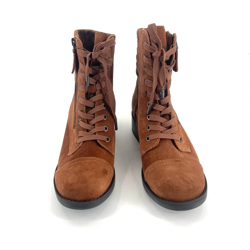 Lucca Lane Cailyn lace-up combat boots in brown suede